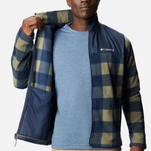Columbia Mens Bugaboo II Fleece Interchange Jacket XXL Green Black Buffalo Plaid